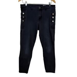 Pistola Women’s Black Skinny Jeans Size 30 Button Side Detail Stretch Denim EUC